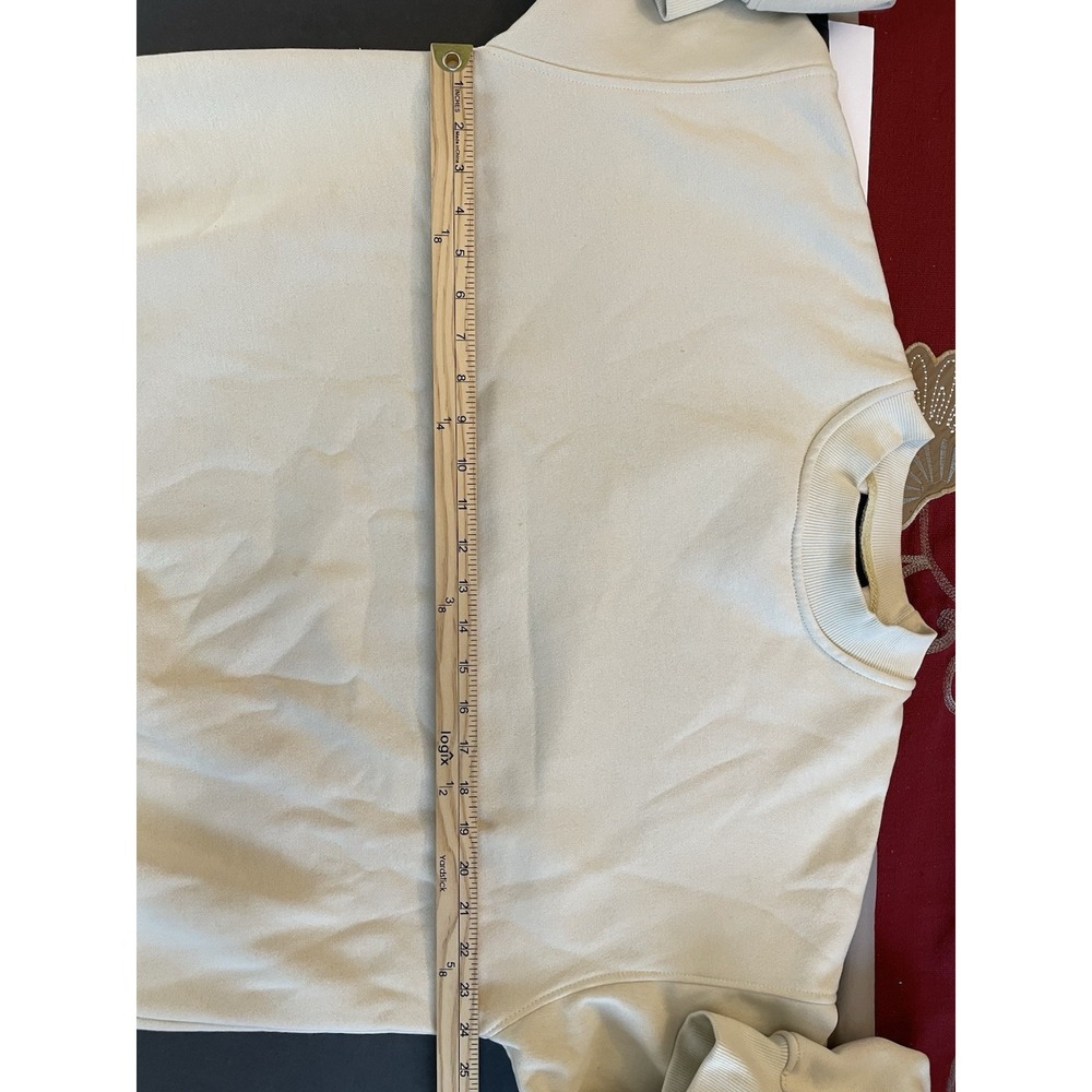 HOURS Collection Drop Shoulder Crewneck Sweatshirt Men XL Off White Cream Fleece - Picture 5 of 7